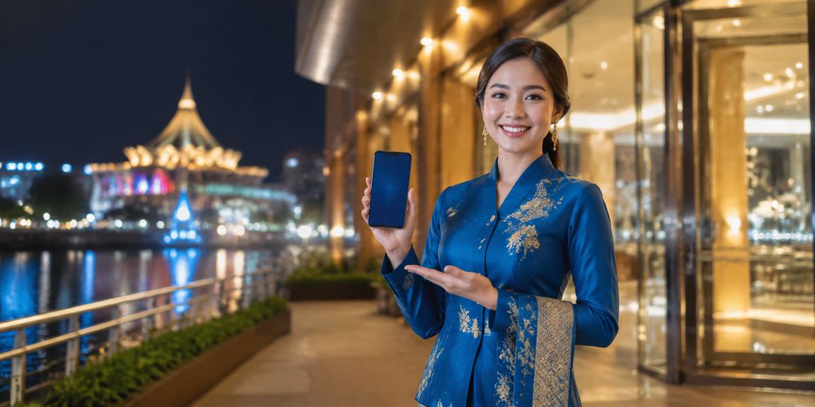 Aplikasi kasino mudah alih Kuching dengan pakaian tradisional baju kurung wanita